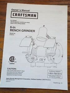 Original Craftsman Bench Grinder Owner S Instruction Manual Model