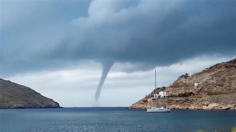 Huge Water Tornado Appeared At Greek Beach Youtube