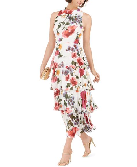 Sl Fashions Floral Print Tiered Maxi Dress And Reviews Dresses Women