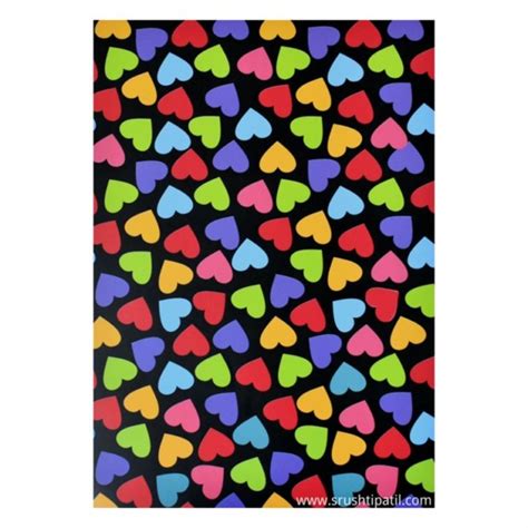 10 Sheets Of Colorful Hearts Pattern Paper Black Srushti Patil