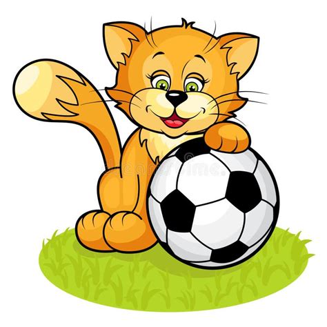 Cat With Soccer Ball Stock Illustration Illustration Of Background