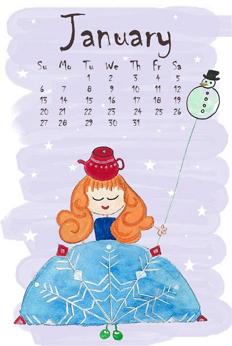 Meeha Meeha Free Printable January Calendar January Calendar Free
