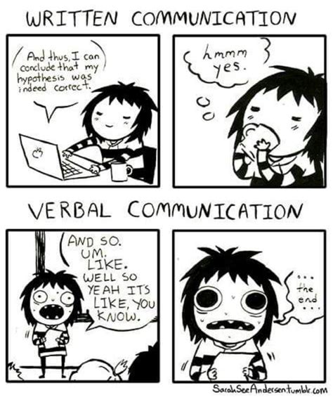 Written Vs Verbal Communication Sarahs Scribbles Funny Comics
