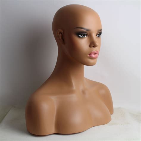 new item realistic female black fiberglass mannequin dummy head bust for lace wig and jewelry