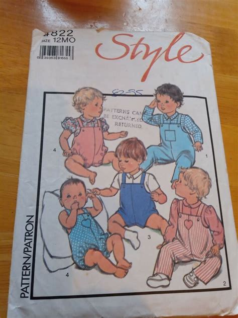 Style Sewing 4822 Dress Making Pattern Baby Dungarees Vintage Baby