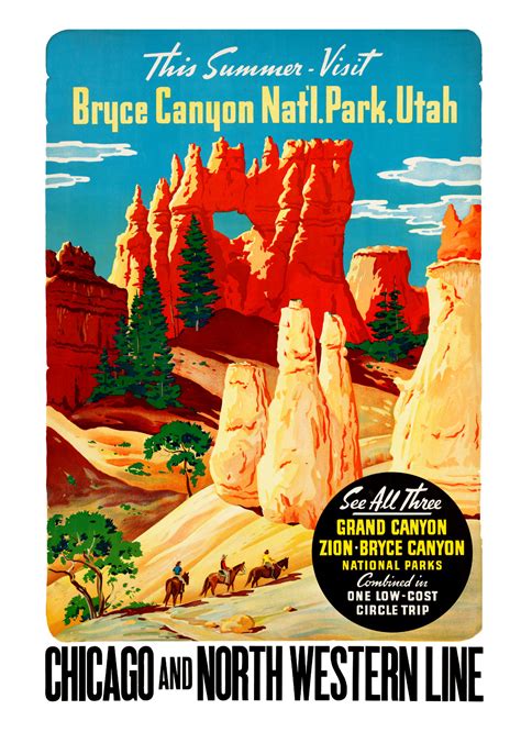 Beautiful Vintage Travel Posters For Grand Canyon Bryce Canyon And Zion National Park Knowol