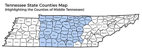 Middle Tennessee Counties Map