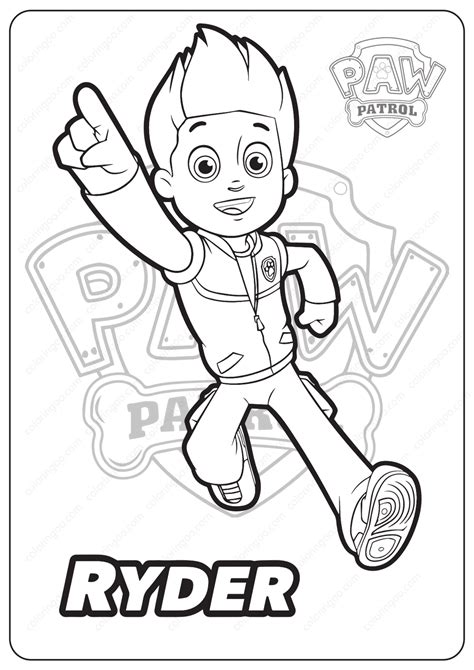 Paw Patrol Ryder Sitting And Happy Coloring Page Free Printable Porn