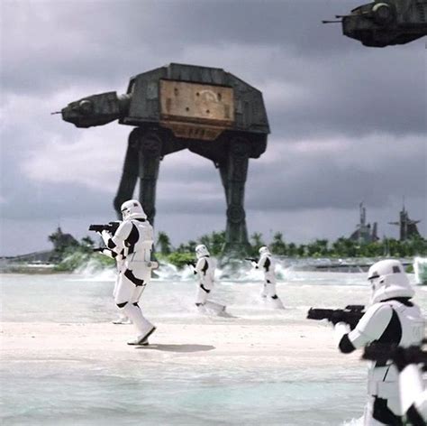 Stormtroopers Are On The Beach In Front Of A Star Wars Scene