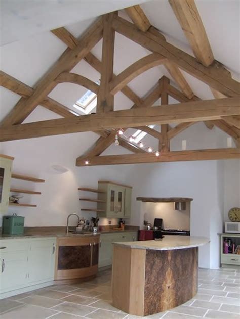 The concept behind vaulted ceilings, however, stems back hundreds of years. Oak trusses for vaulted ceiling in kitchen. Could extend ...