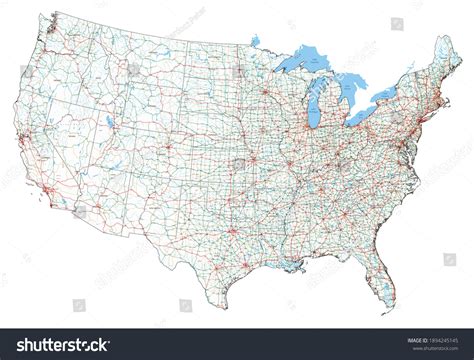 Complex Usa Road Map Interstates Us Stock Vector Royalty Free