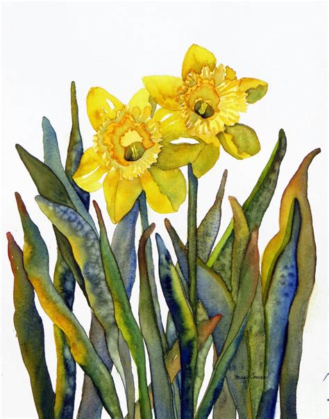 Daffodil Duo Original Watercolor Painting By Missycowan On Etsy