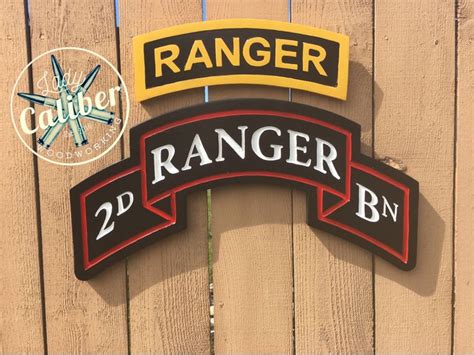 Us Army Ranger Scroll And Tab 2nd Ranger Bn Carved Wood Sign Army