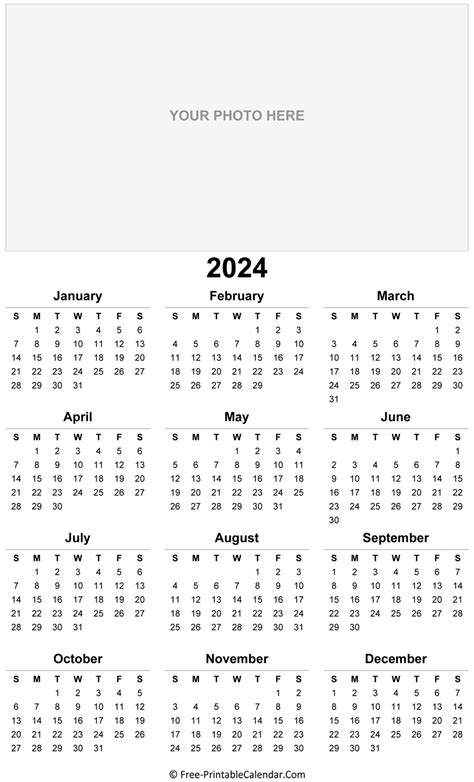 2024 Yearly Calendar Printable Printable Blank World