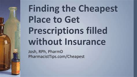 finding the cheapest place to get prescriptions filled without insurance youtube