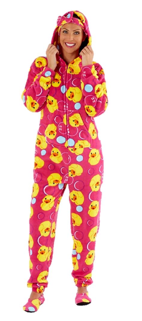 Ladies Fleece Onesie Pyjamas One Piece Pajama Free Matching Headband
