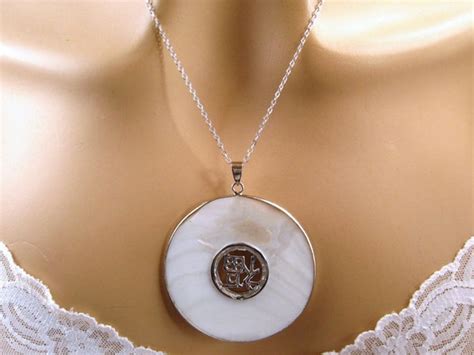 Large White Shell Necklace Mother Of Pearl Pendant White