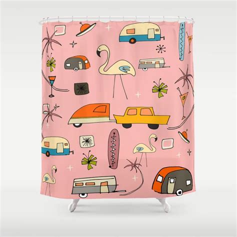 Buy Vintage Kitsch Pink Shower Curtain By Susycosta Worldwide Shipping