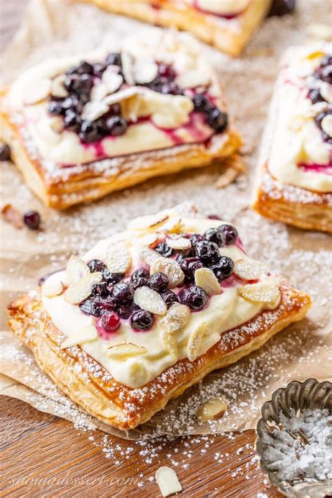 Blueberry Puff Pastry Tarts With Lemon Cream Saving Room For Dessert