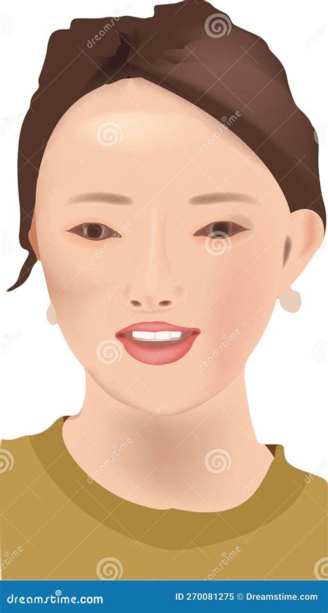 Close Up Of Japanese Woman Female Face Stock Vector Illustration Of
