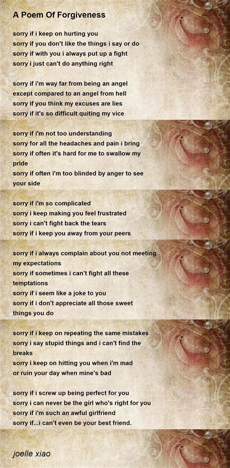 A Poem Of Forgiveness Poem by joelle xiao - Poem Hunter