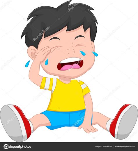 Cartoon Little Boy Crying White Background Stock Vector Image By
