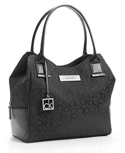 Calvin Klein Logo Jacquard Center Zip Hobo Handbag Satchel Purse Tote