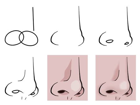 How to draw a nose: Drawing a cartoon nose