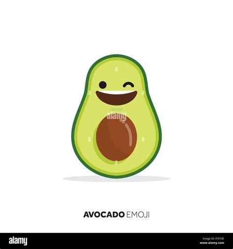 Avocado Fruit Cute Emoji Character Icon Stock Vector Image And Art Alamy