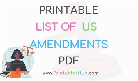 Free Printable List Of 27 Us Amendments [pdf] Printables Hub