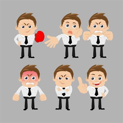 Premium Vector Set Of Businessman Characters In Different Poses