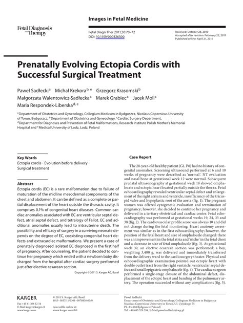Pdf Prenatally Evolving Ectopia Cordis With Successful Surgical Treatment