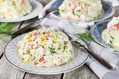 This crab salad recipe is not only easy, it's versatile. Russian-Style Imitation Crab Salad | Tasty Kitchen: A Happy Recipe Community!