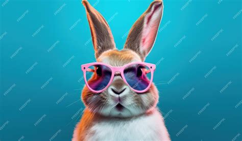 Premium Photo A Colorful Background Featuring A Bunny With Sunglasses