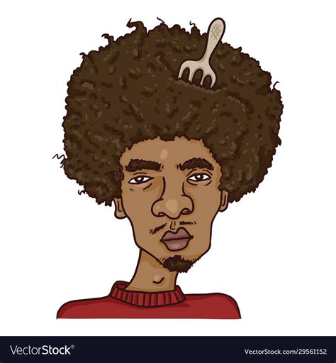 Cartoon Avatar African American Man With Afro Vector Image