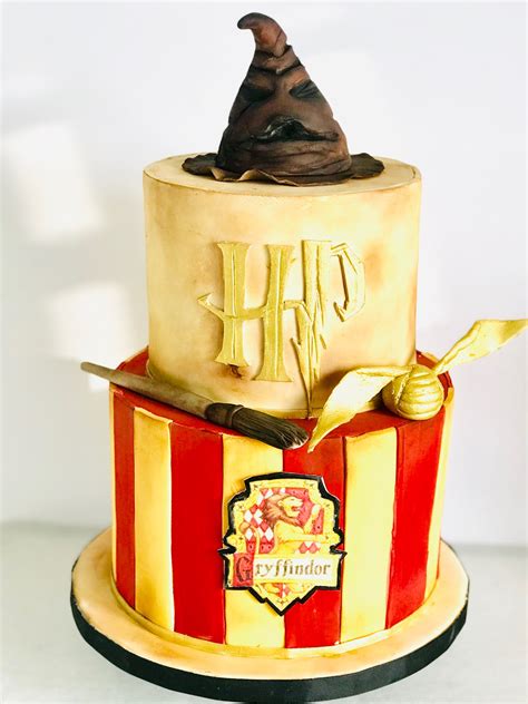 Harry Potter Inspired Cake With The Sorcerers Hat Topper And All