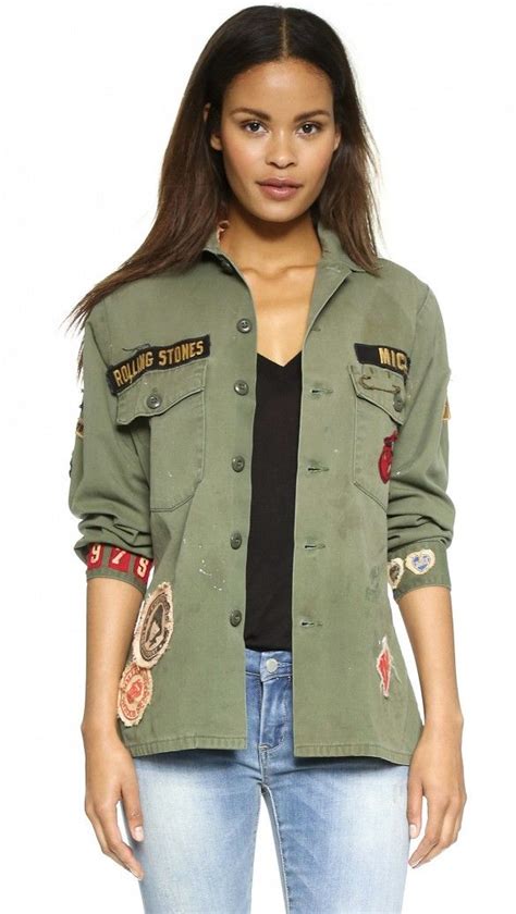 Madeworn Rock Rolling Stones 1975 Army Jacket Olive Green Military