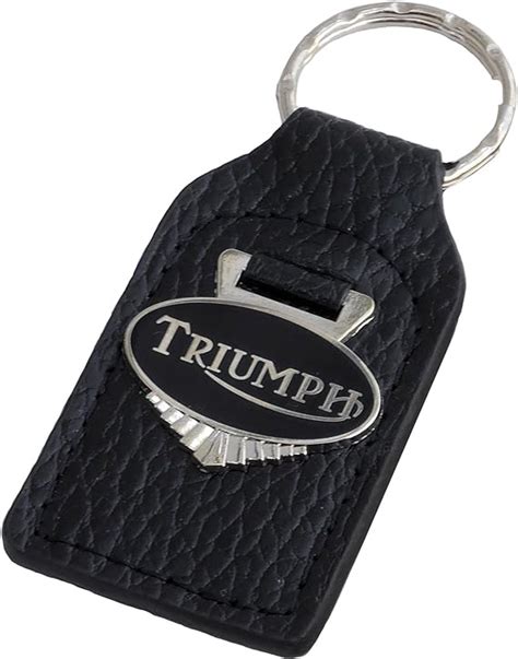 Triumph Motorcycle Leather And Enamel Key Ring Key Fob Uk
