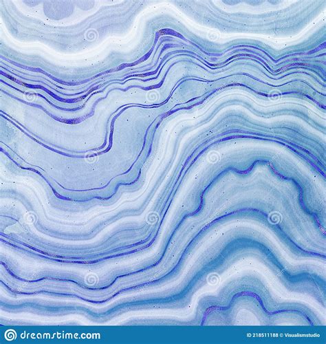 Abstract Blue Agate Marble Texture Decoration With Aqua Tone Fluid
