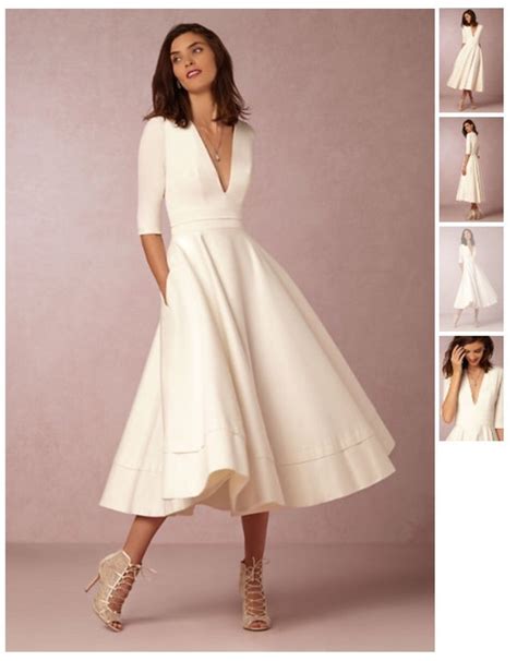 Dress White Dress White Tea Length Dresses Wedding Reception