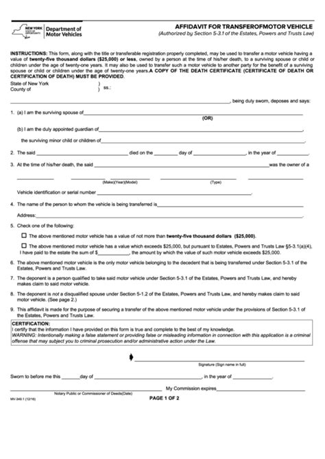 Jefferson County Motor Vehicle Registration Affidavit Form 2023