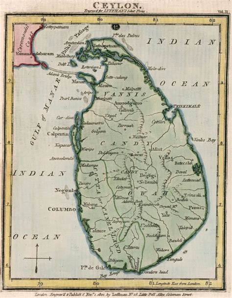 1801 Map Of Ceylon Sri Lanka By John Luffman Map Sri Lanka Old Maps