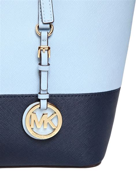 MICHAEL Michael Kors Small Two Tone Saffiano Leather Tote Bag in Light