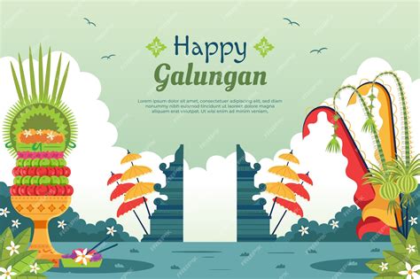Free Vector Flat Background For Galungan Celebration