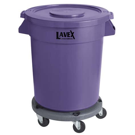 Lavex Janitorial 20 Gallon Purple Round Commercial Trash Can With Lid