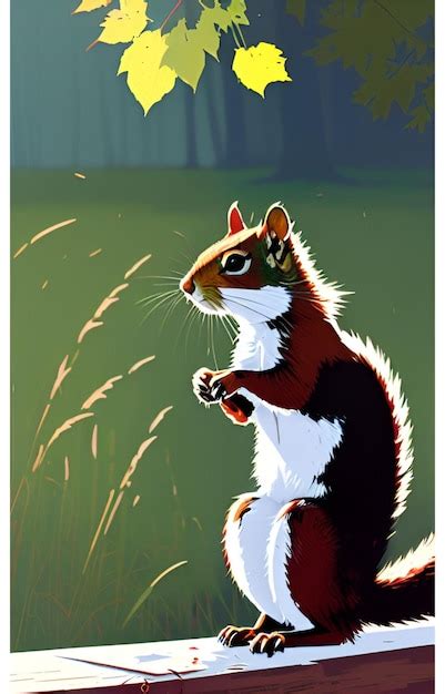 Premium Ai Image A Squirrel Is Standing On Its Hind Legs In A Field