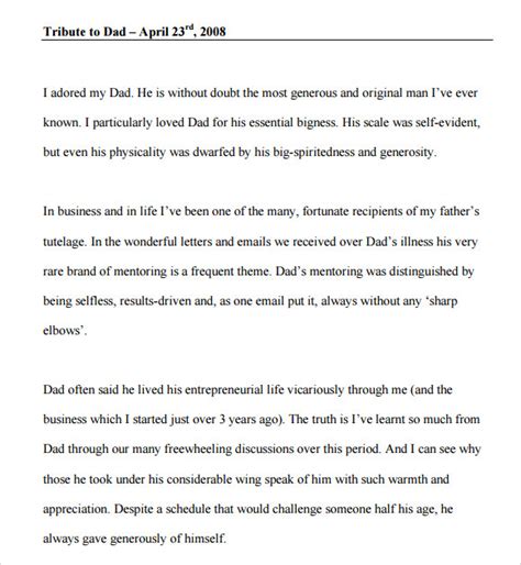 Sample Tribute Speech Examples 8 Free Documents In Pdf