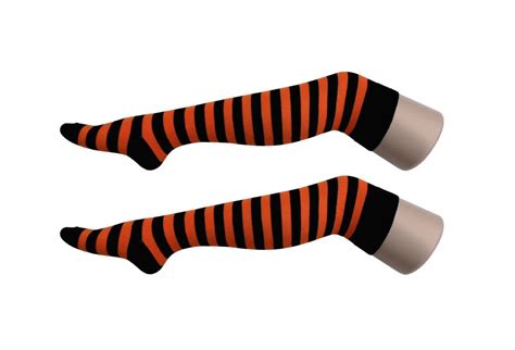 Orange And Black Thick Stripe Macahel Over The Knee Socks