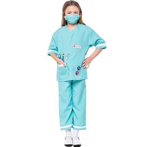 Kids Animal Doctor Vet Outfit For Girls Role Play Halloween Costume In