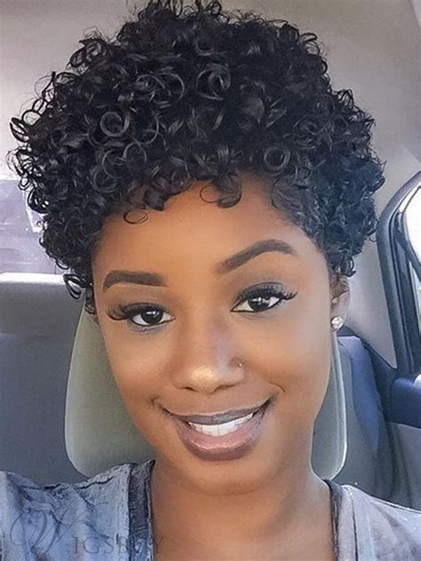 African American Wigs Kinky Curly Short Natural Black Synthetic Hair 6